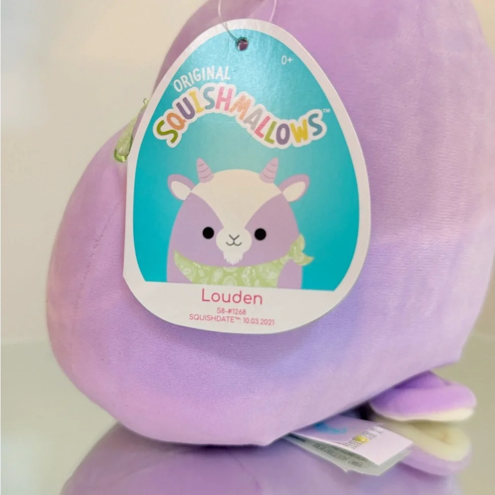 🌾 8” Squishmallows Loudon the Lavender Goat with Green Bandana